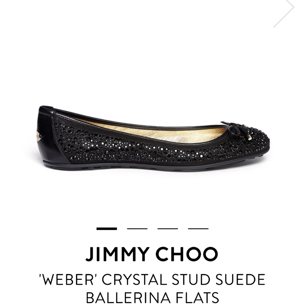 JIMMY CHOO WEBER CRYSTAL STUD BALLET FLATS 5.5
